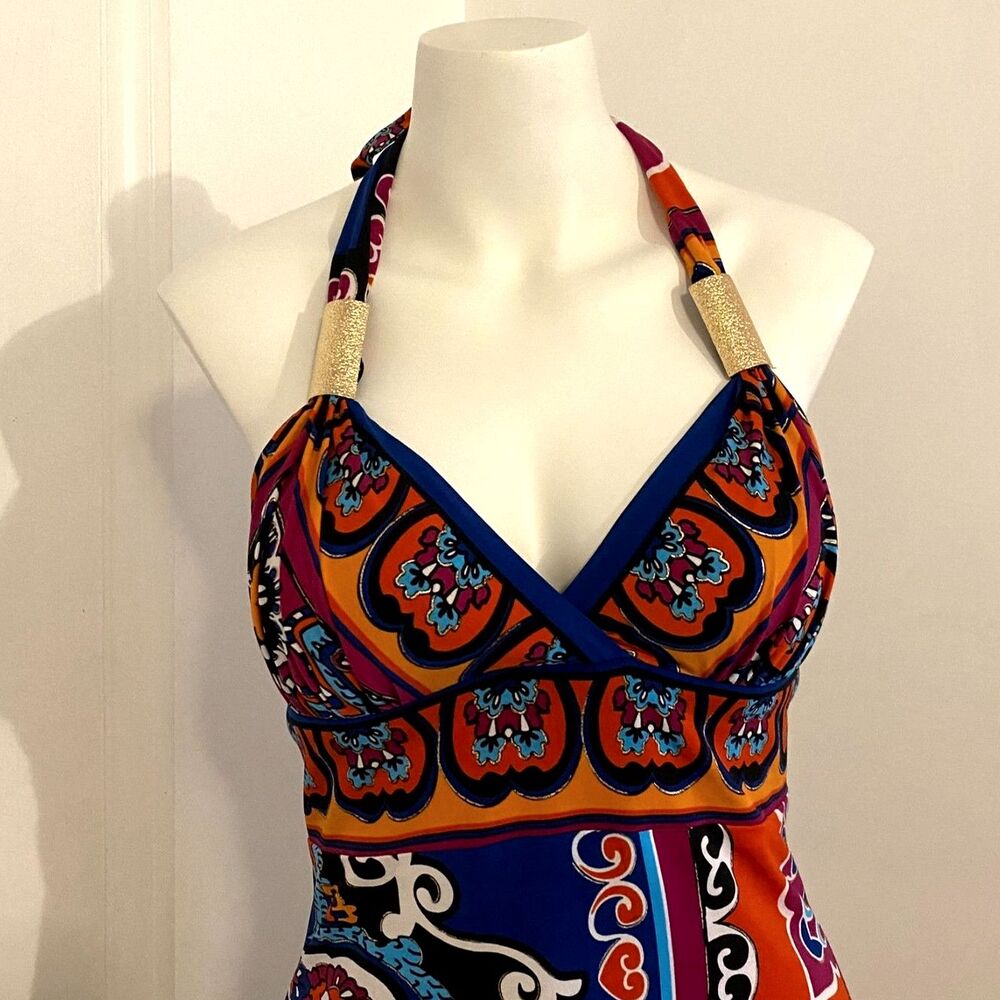 Y2k Cache Size 6 Halter Colorful Loud Print With … - image 5